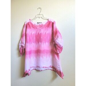 Zac & Rachel Women's Pullover Comfortable Casual Blouse Pink Size 1X